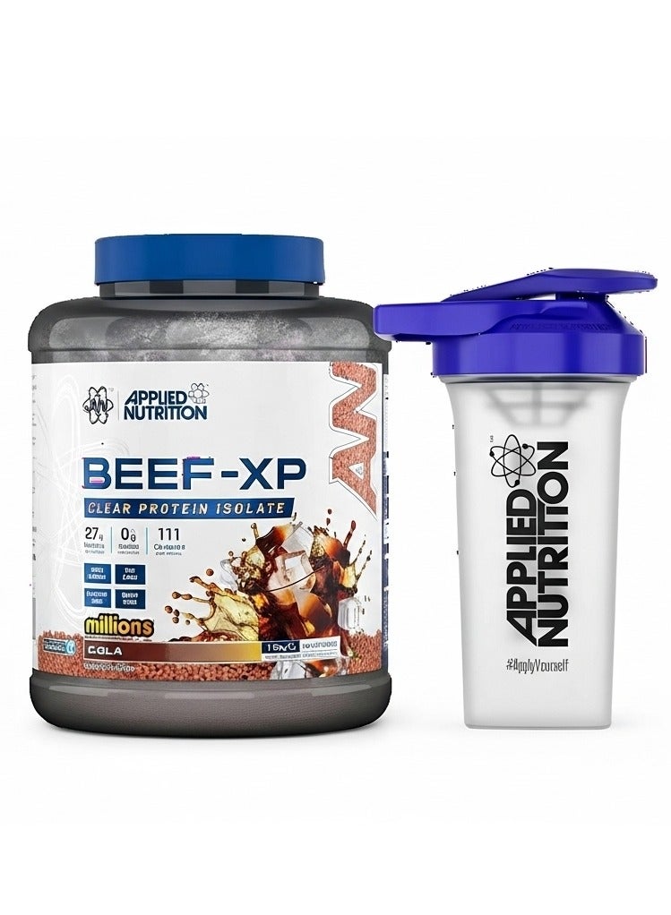 أبلايد نيوتريشن بروتين معزول شفاف من Beef Xp (ملايين كولا) 1.8 كجم - 28 جرام بروتين، خالي من اللاكتوز ومنتجات الألبان + رجّادة التغذية التطبيقية - Image 1